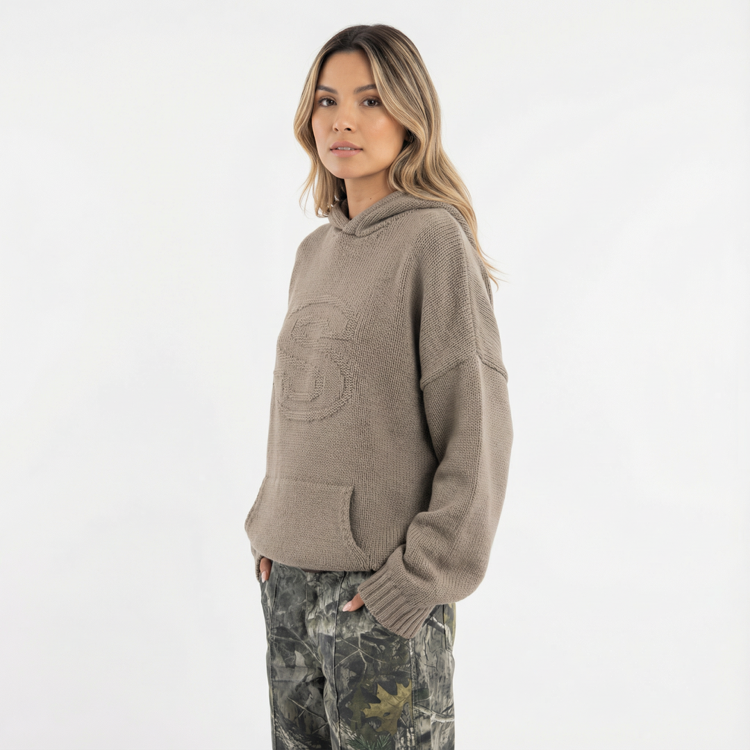 Sudadera Tejida con Capucha Mujer