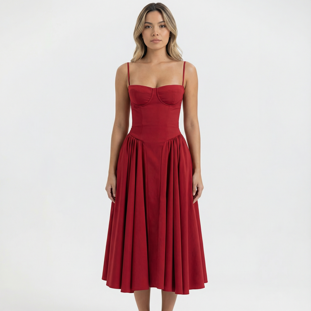 Vestido Corsé Midi Elegante Mujer