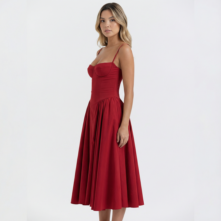 Vestido Corsé Midi Elegante Mujer