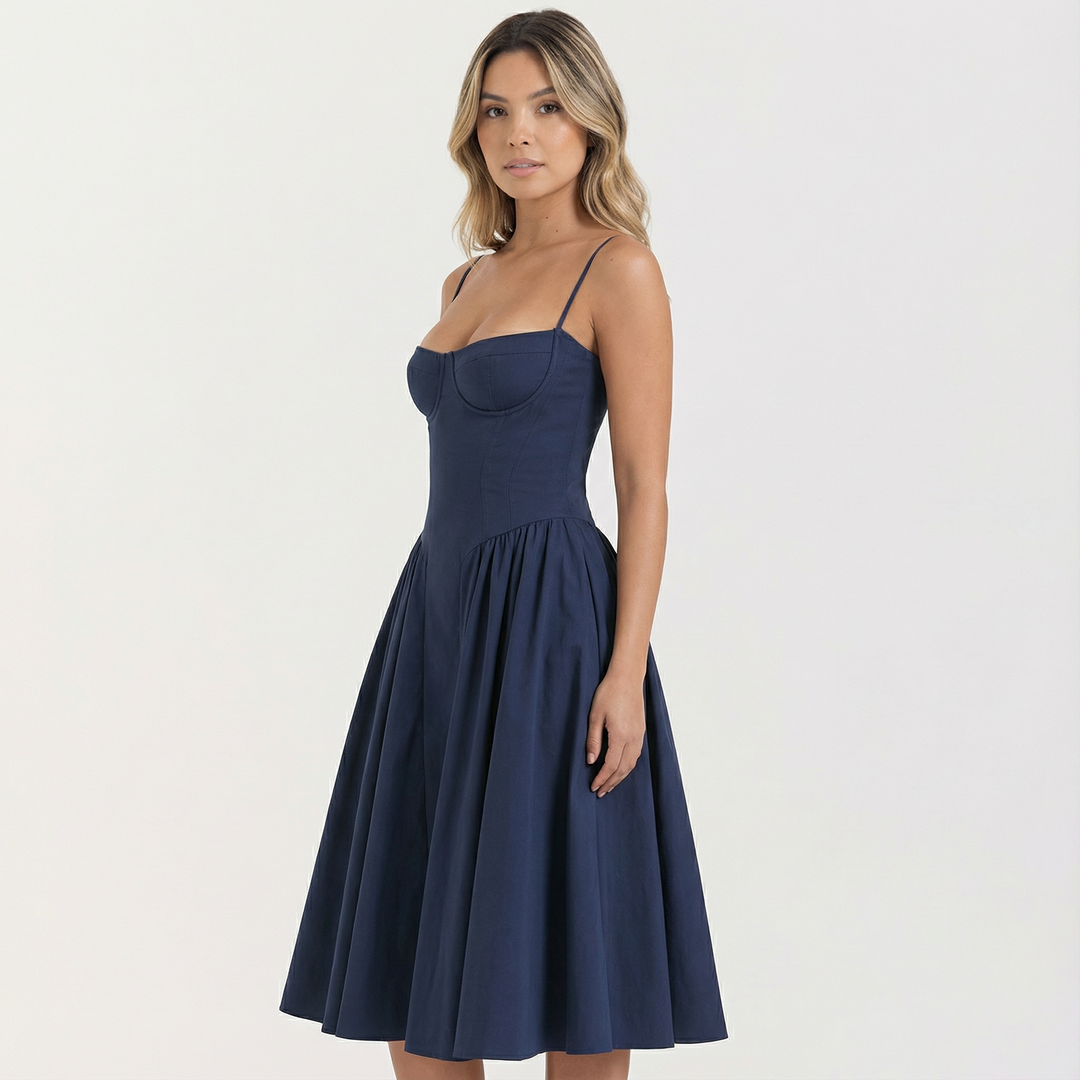 Vestido Corsé Midi Elegante Mujer