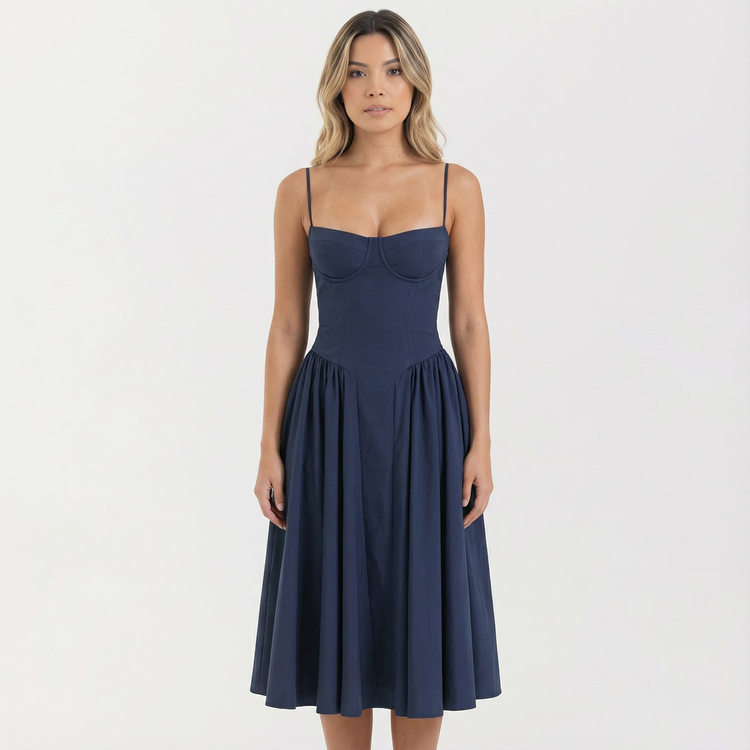 Vestido Corsé Midi Elegante Mujer