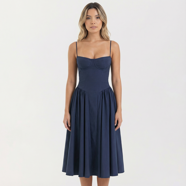 Vestido Corsé Midi Elegante Mujer