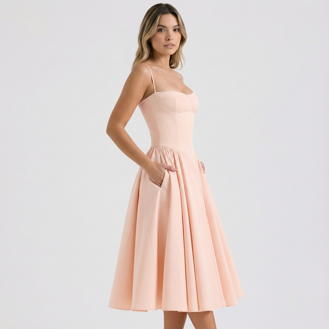 Vestido Corsé Midi Elegante Mujer