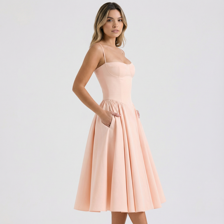 Vestido Corsé Midi Elegante Mujer