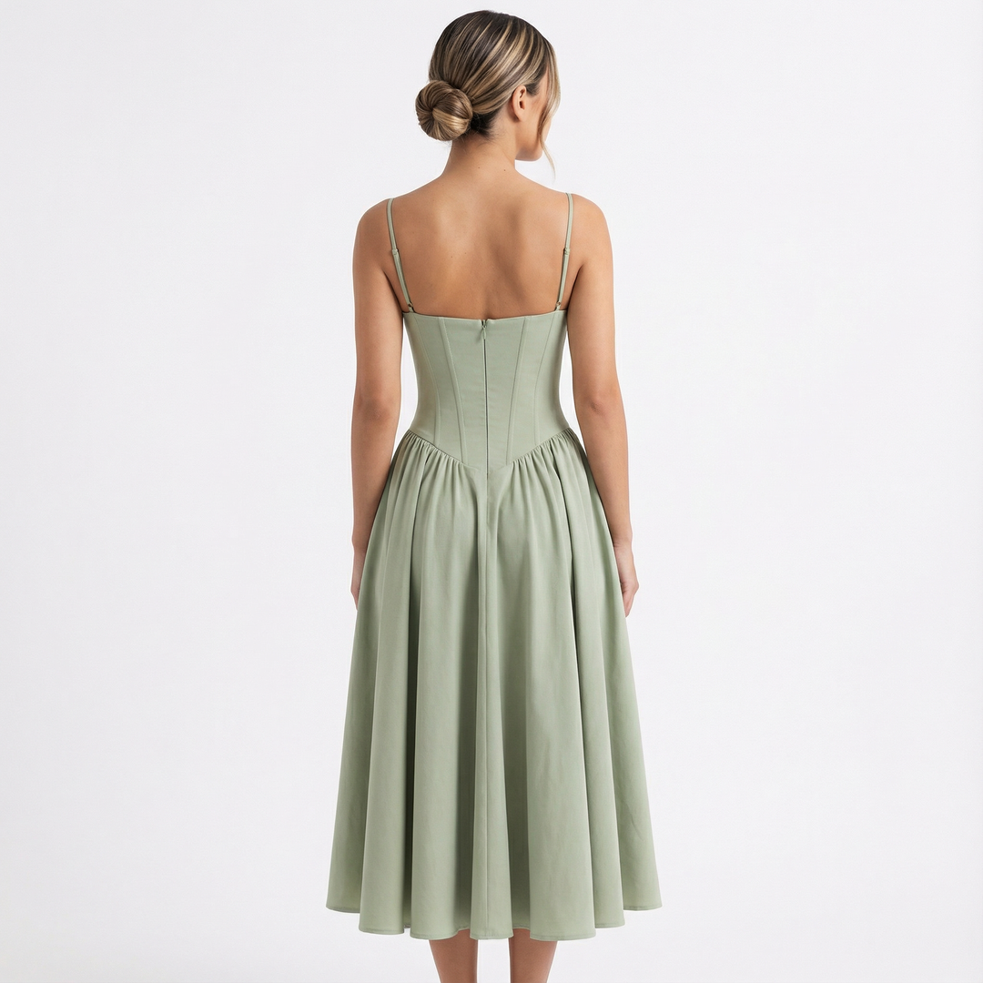 Vestido Corsé Midi Elegante Mujer