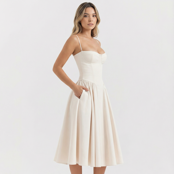 Vestido Corsé Midi Elegante Mujer