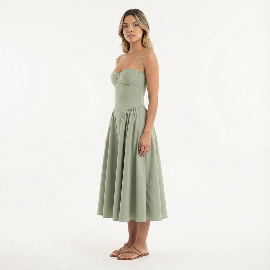 Vestido Corsé Midi Elegante Mujer