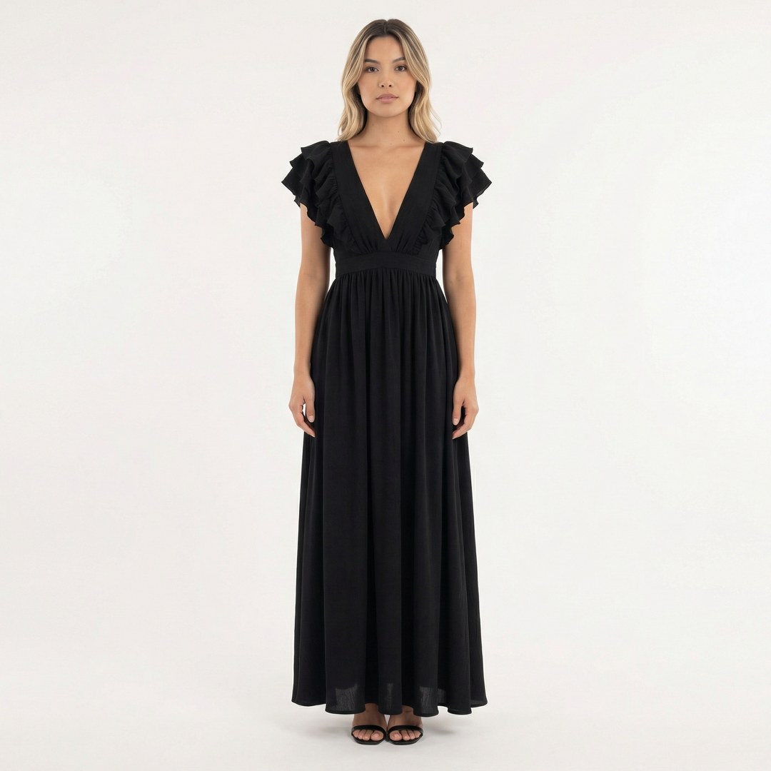 Vestido largo con volantes elegante