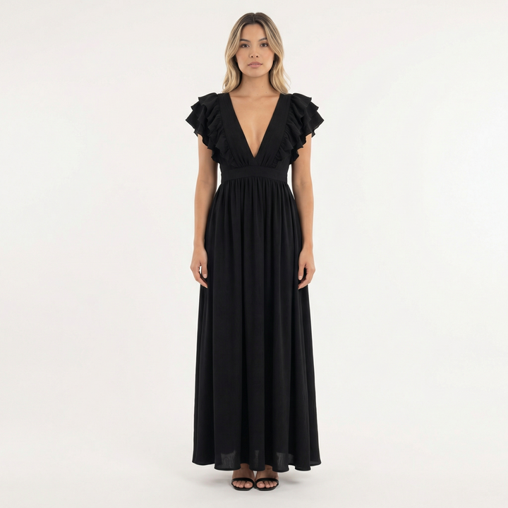 Vestido largo con volantes elegante