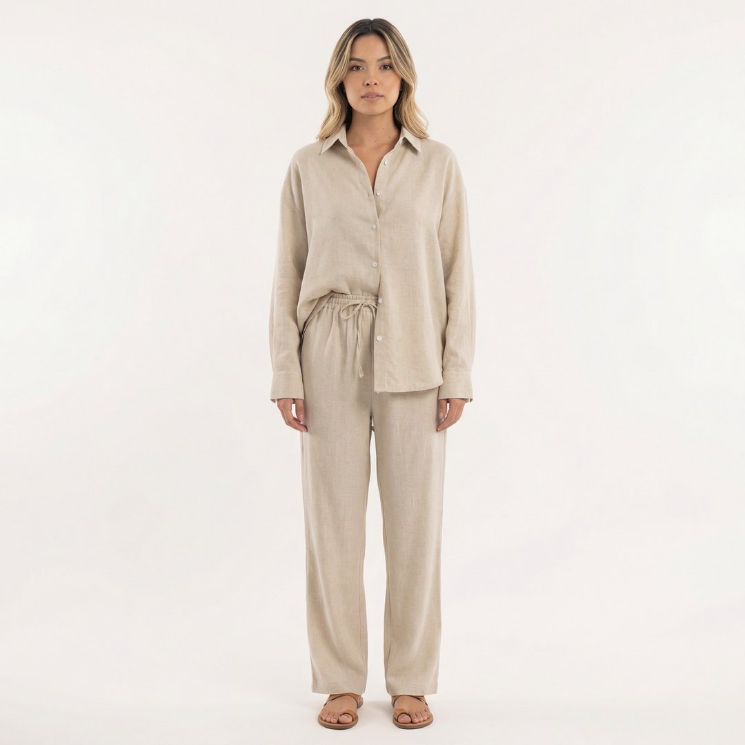 Conjunto de Lino Mujer Pantalón Ancho