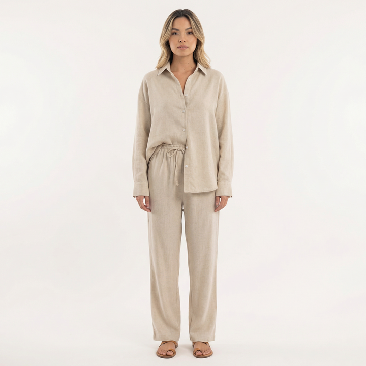 Conjunto de Lino Mujer Pantalón Ancho