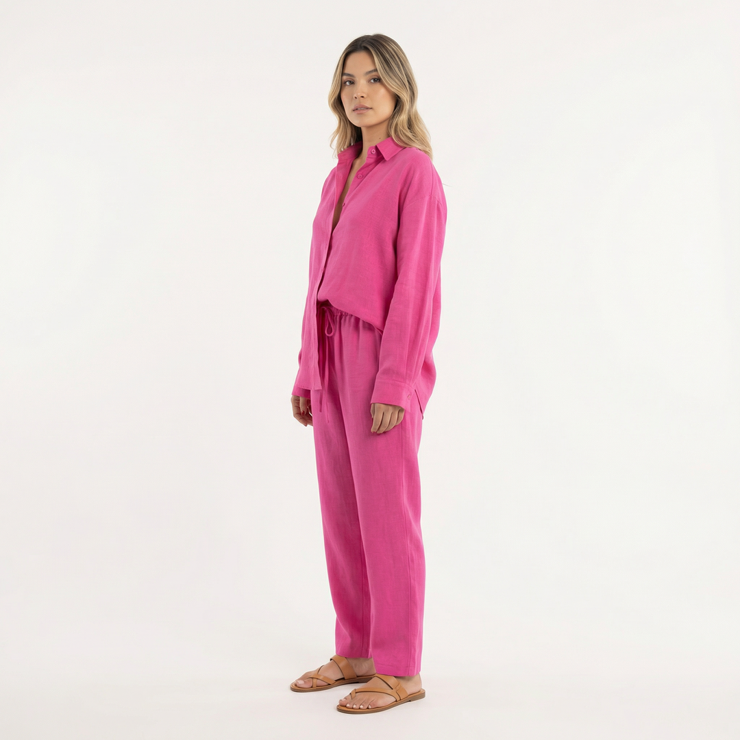 Conjunto de Lino Mujer Pantalón Ancho