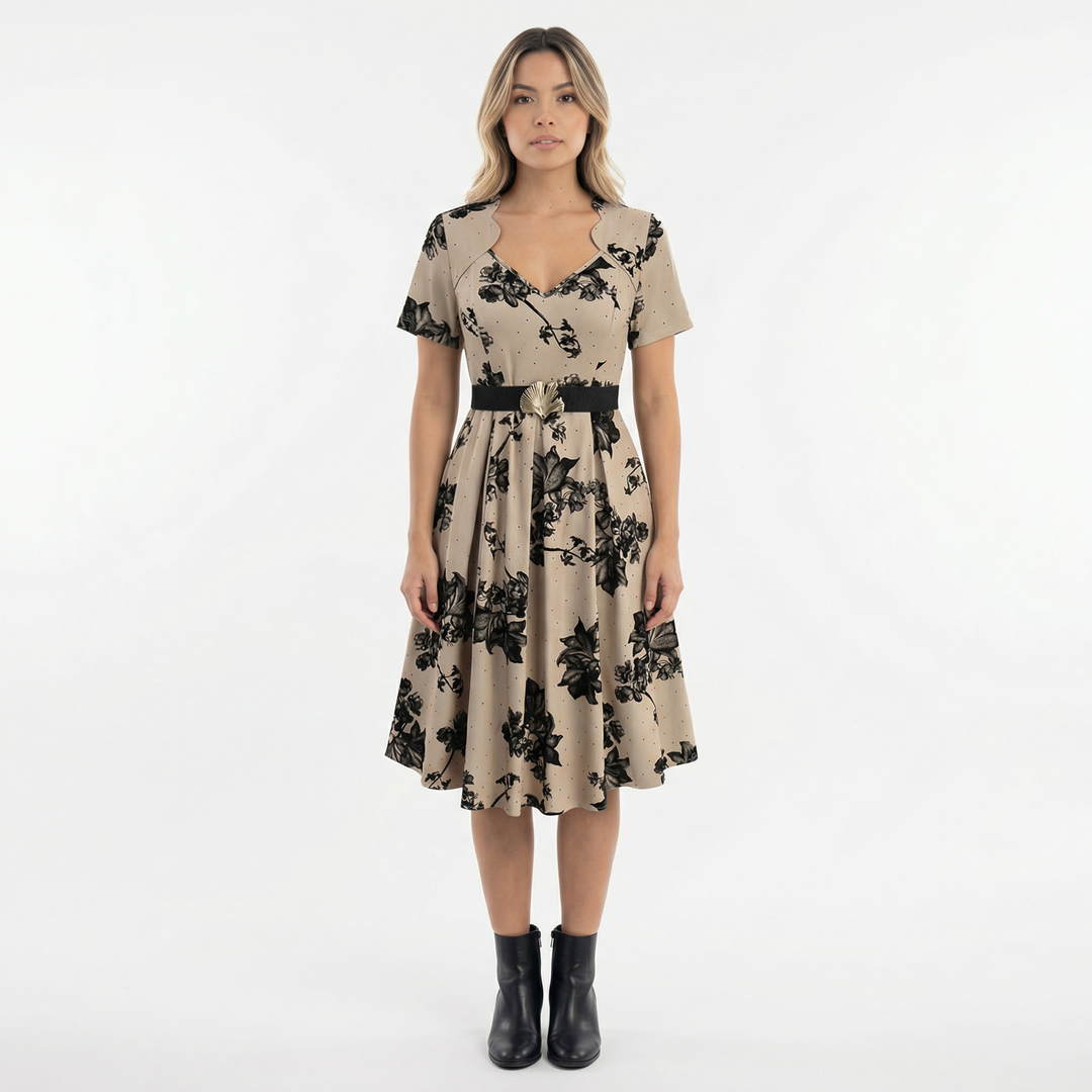 Vestido Midi Floral con Cinturón