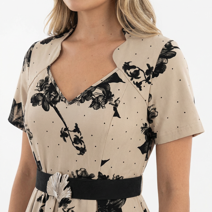 Vestido Midi Floral con Cinturón