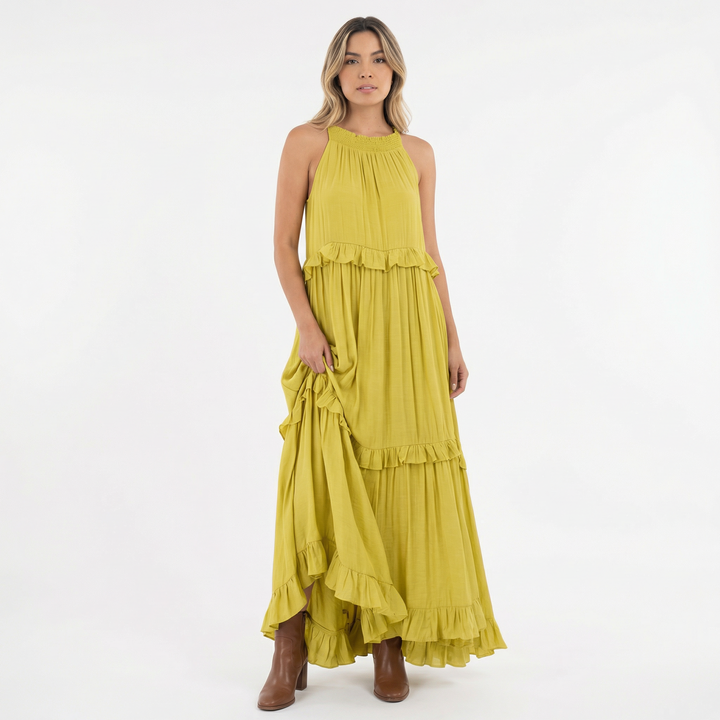 Vestido Largo Veraniego con Volantes