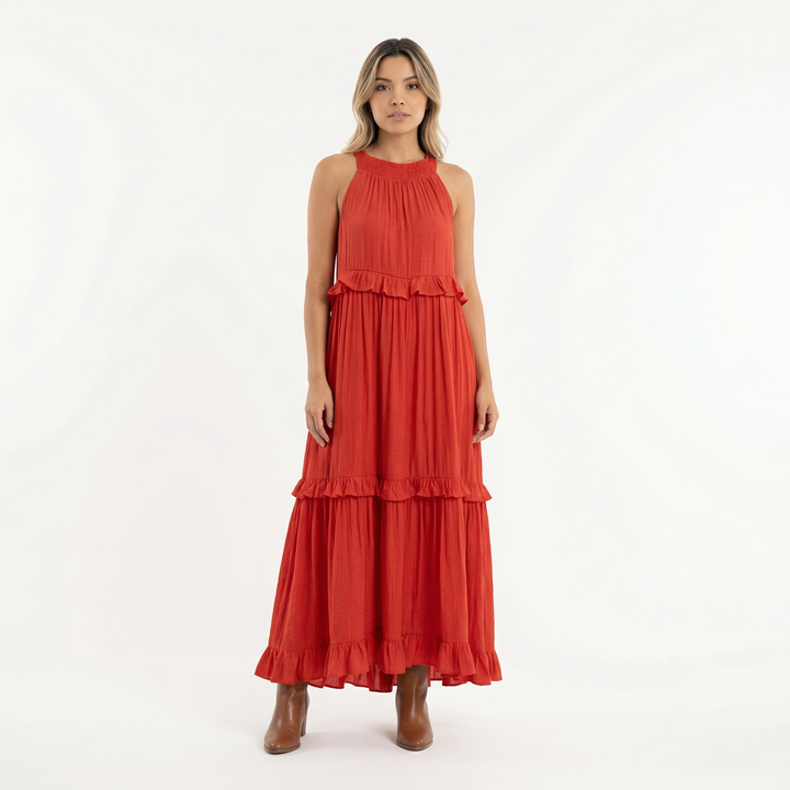 Vestido Largo Veraniego con Volantes