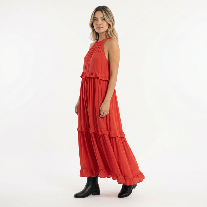 Vestido Largo Veraniego con Volantes