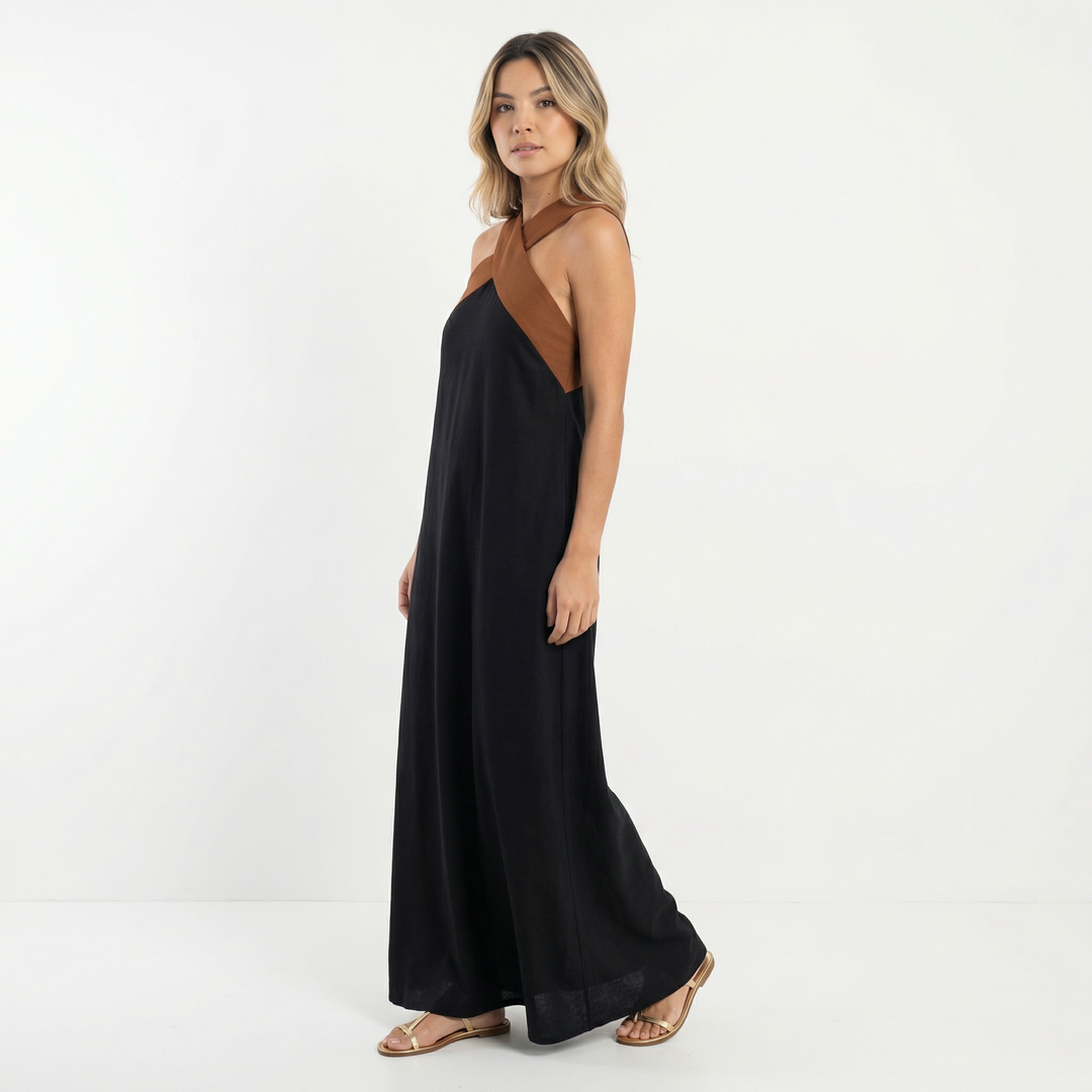 Vestido Largo Halter Cruzado