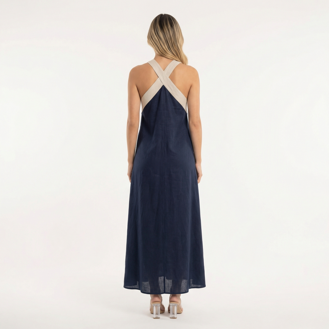 Vestido Largo Halter Cruzado
