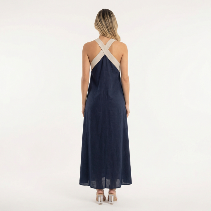 Vestido Largo Halter Cruzado