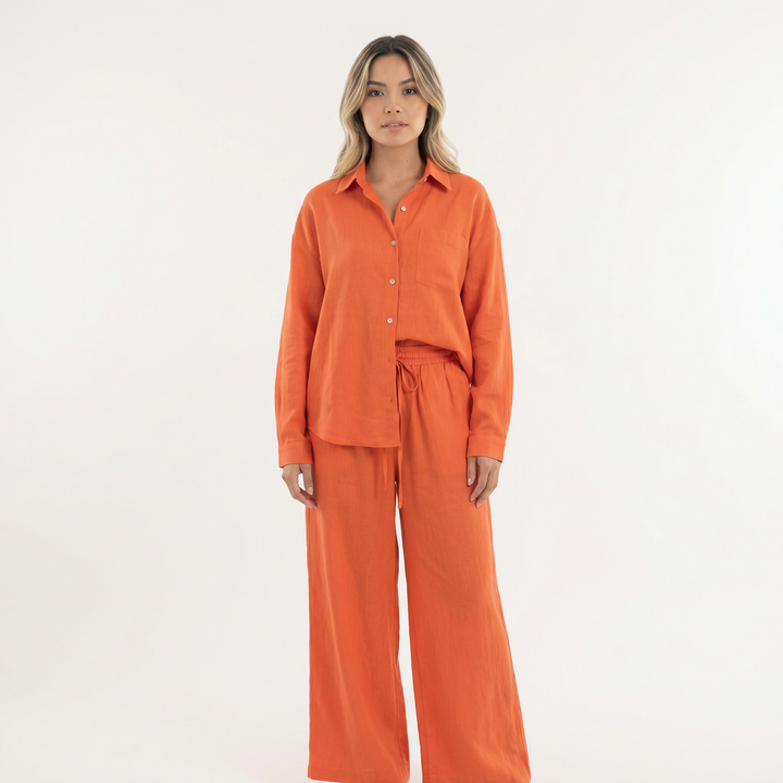 Conjunto de lino elegante para mujer