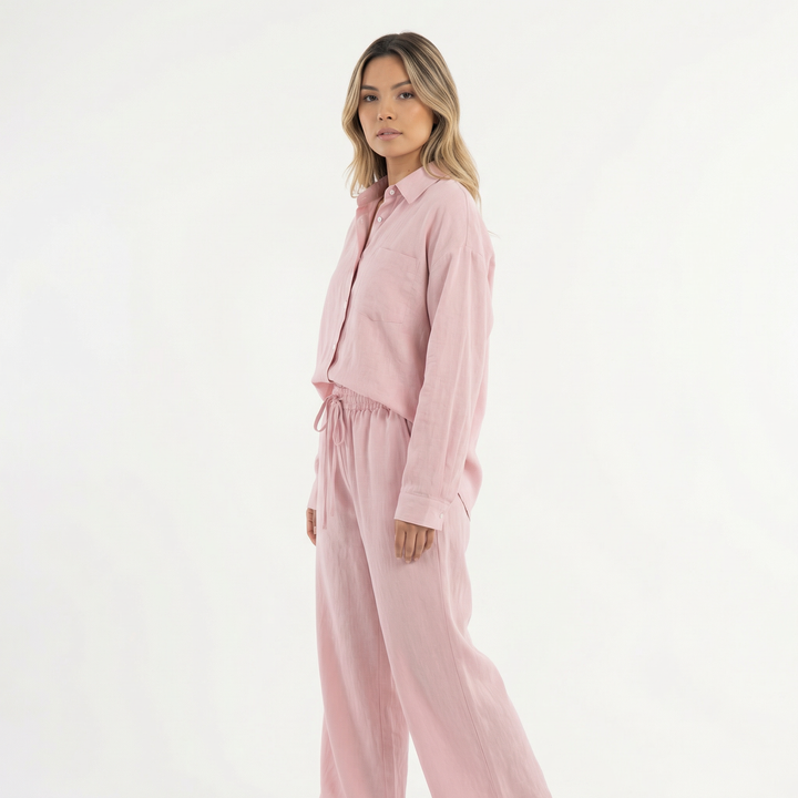 Conjunto de lino elegante para mujer
