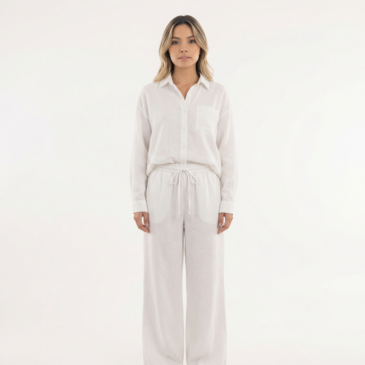 Conjunto de lino elegante para mujer