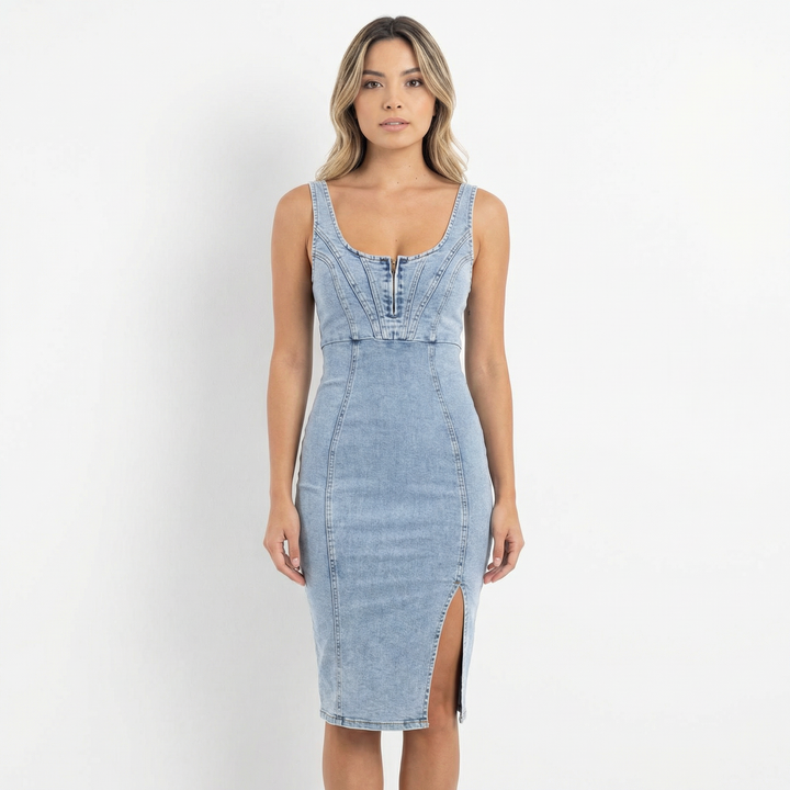 Vestido de mezclilla con tirantes ajustables