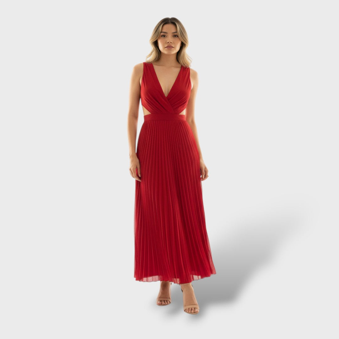 Vestido maxi plisado mujer elegante