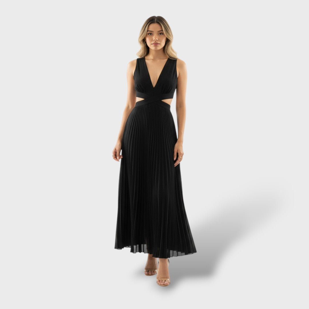 Vestido maxi plisado mujer elegante