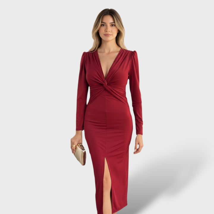 Vestido largo elegante entallado mujer