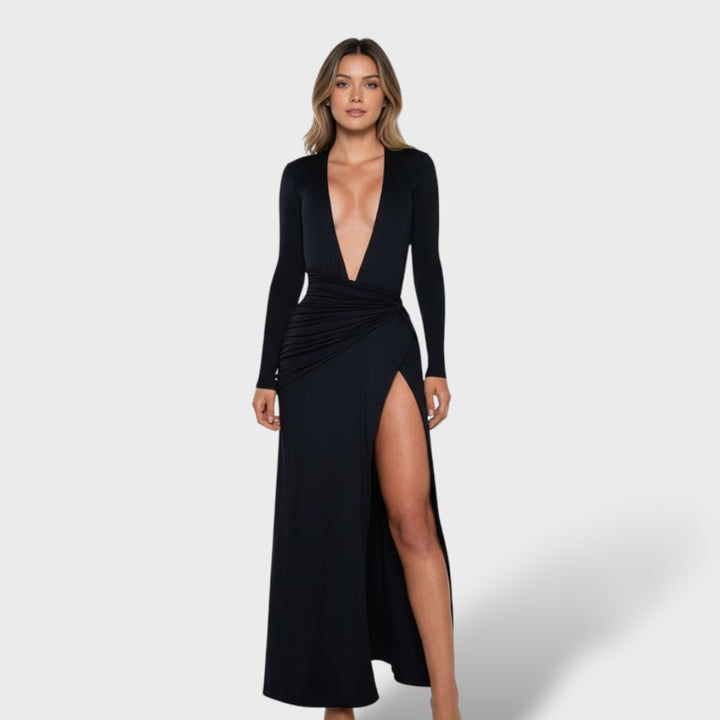 Vestido maxi sexy cuello profundo