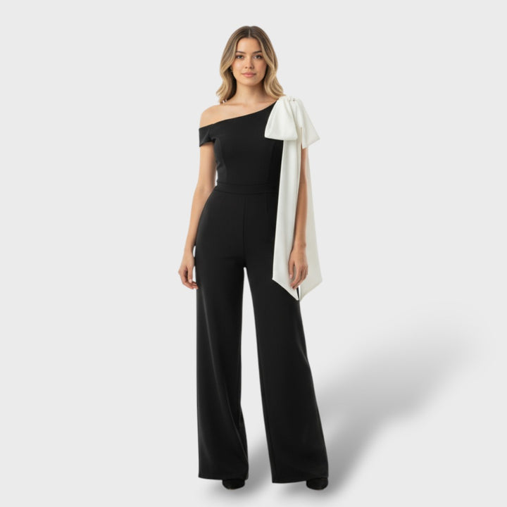 Vestido–mono elegante sin hombro lazo