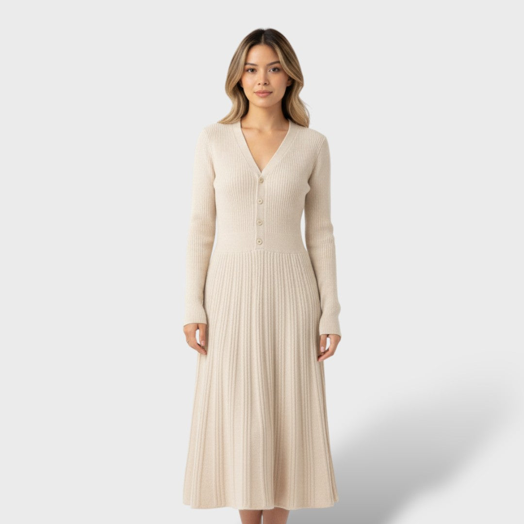 Vestido Lana 100% Mujer Escote V