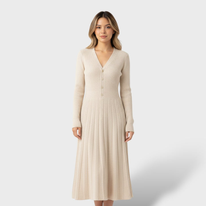 Vestido Lana 100% Mujer Escote V