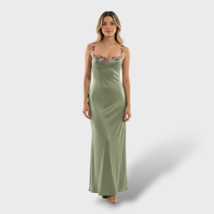 Vestido Largo Floral sin Mangas Mujer Elegante