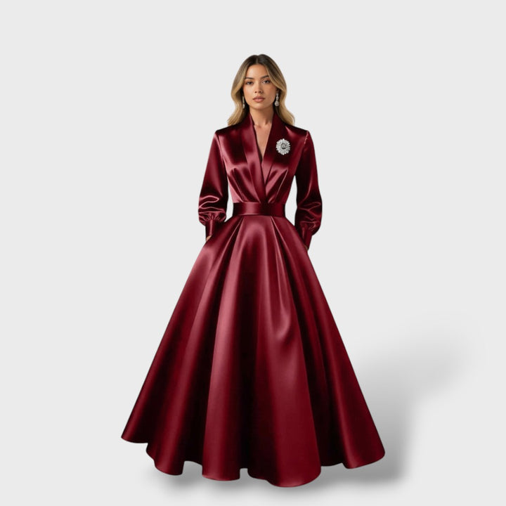 Vestido Midi Elegante Escote V Mujer