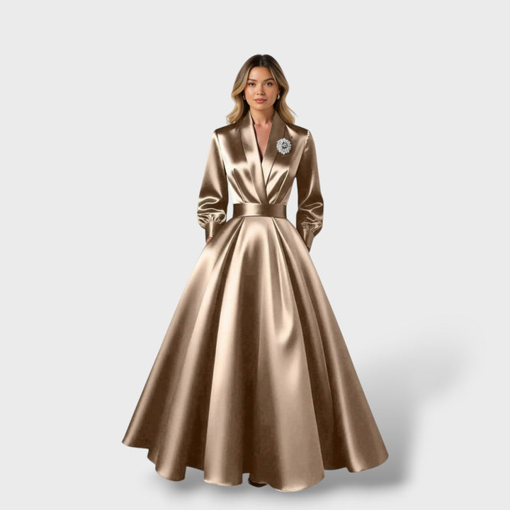 Vestido Midi Elegante Escote V Mujer