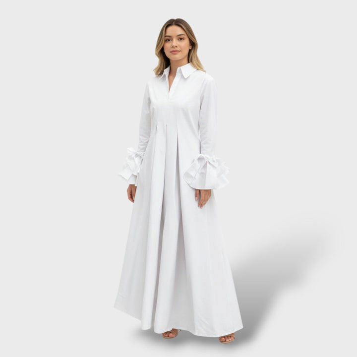 Vestido Largo Elegante Cuello Camisero