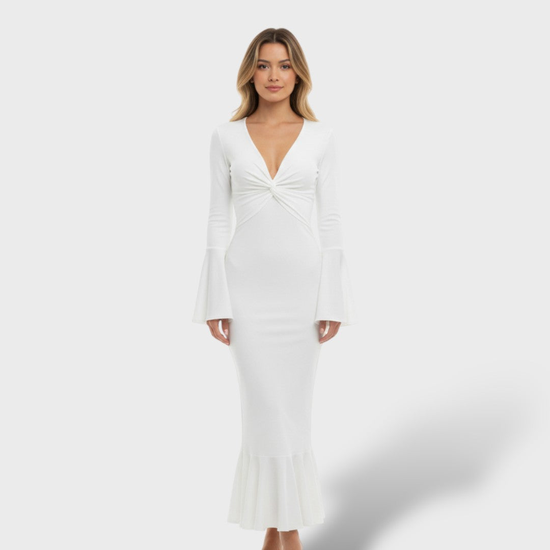 Vestido Largo Elegante Escote V Mujer