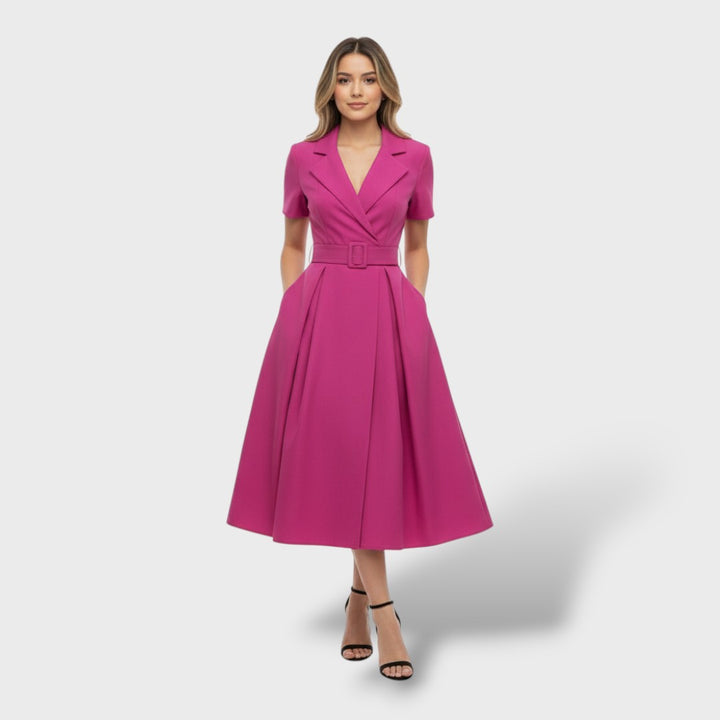 Vestido Elegante de Gala Cuello Camisero