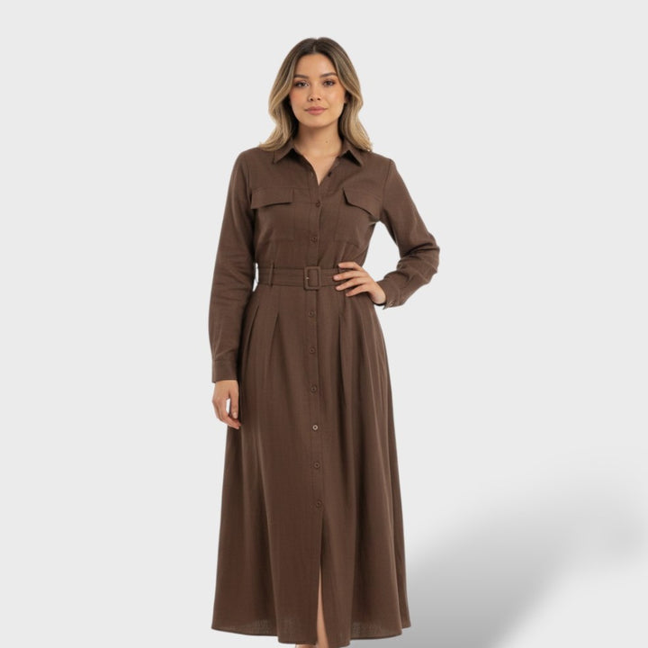 Vestido Largo Camisero Mujer Otoño