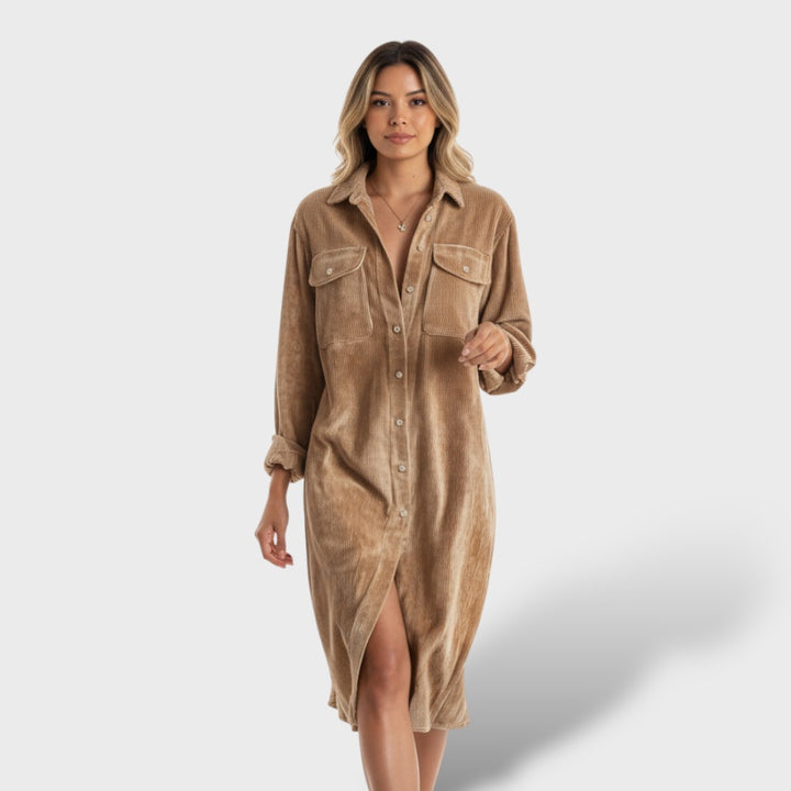 Vestido Midi Mujer Pana Suave