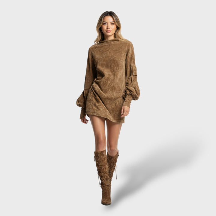 Vestido Mini Suave Mujer Ante