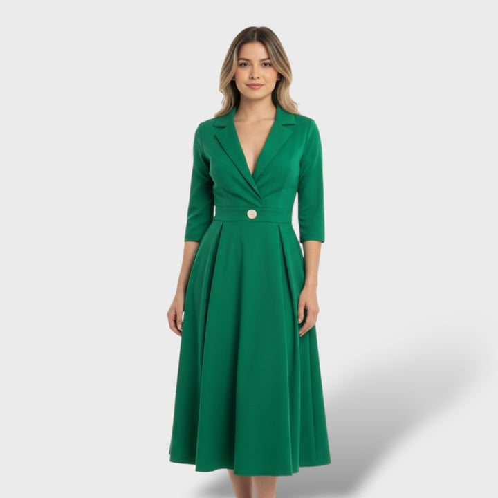 Vestido elegante A-line cintura marcada