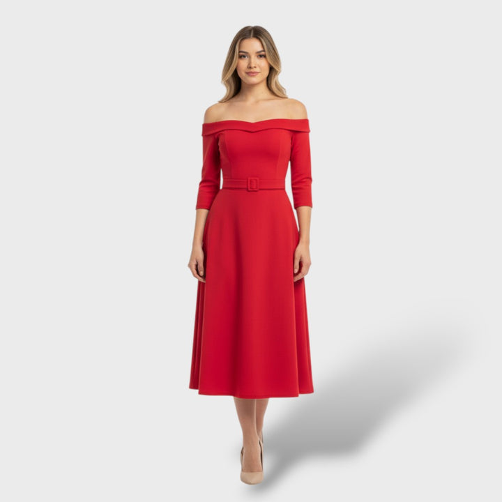 Vestido largo elegante cintura alta