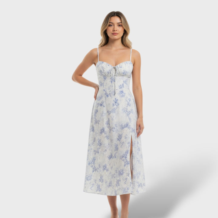 Vestido Midi Elegante con Espalda de Corsé