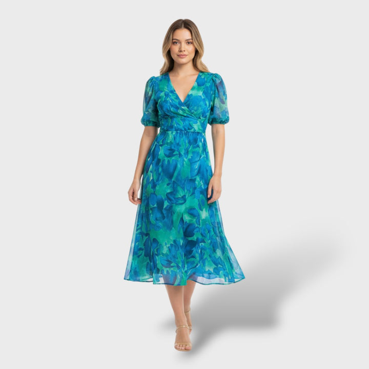 Vestido Midi Floral Elegante