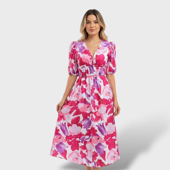 Vestido Midi Floral Elegante