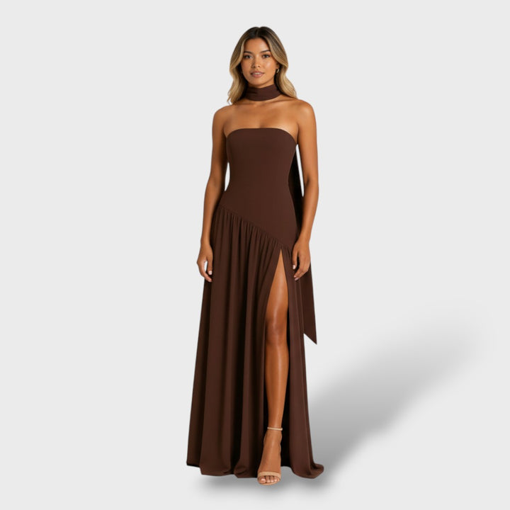 Vestido Largo Strapless Elegante